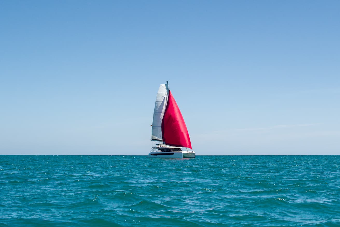 Catamaran sailing offshore